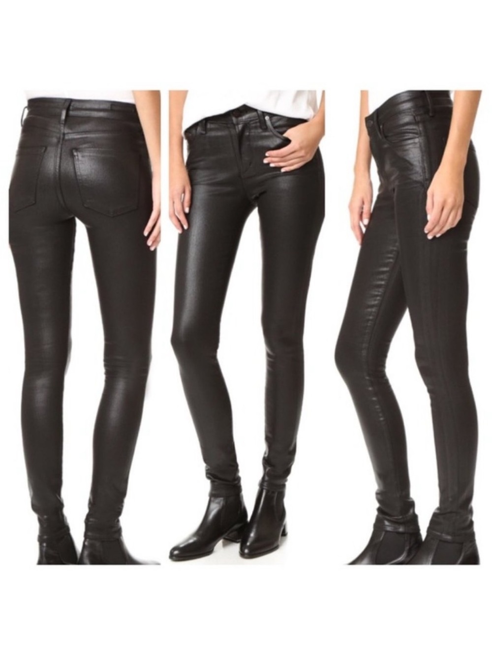 Citizens of Humanity Rocket Ankle High Rise Coated Skinny Jeans Black size 27